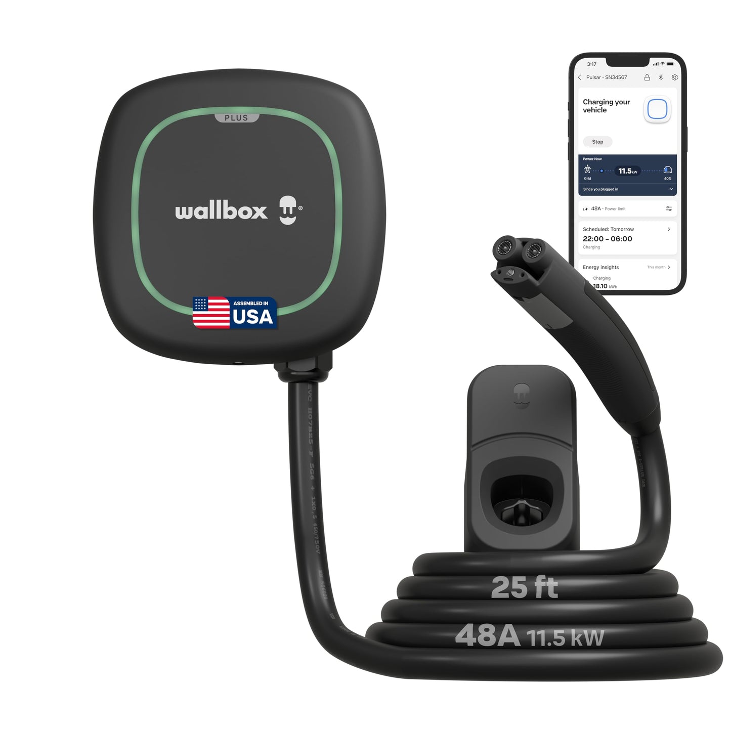 Wallbox Pulsar Plus Level 2 EV Charger - 48 Amp